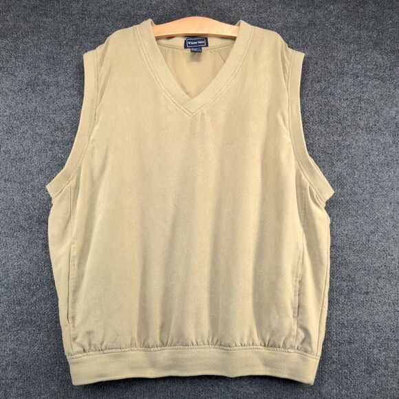 Winner Mate Men's V-Neck Golf Vest Tan XXL Lined Pockets Sleeveless - Picture 2 of 13